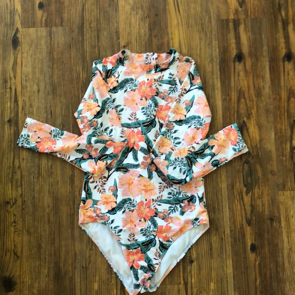 girls long sleeve one piece swimsuit